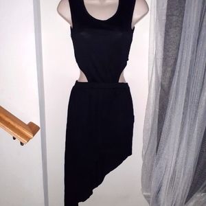 Black Asymmetrical Midi Length Dress